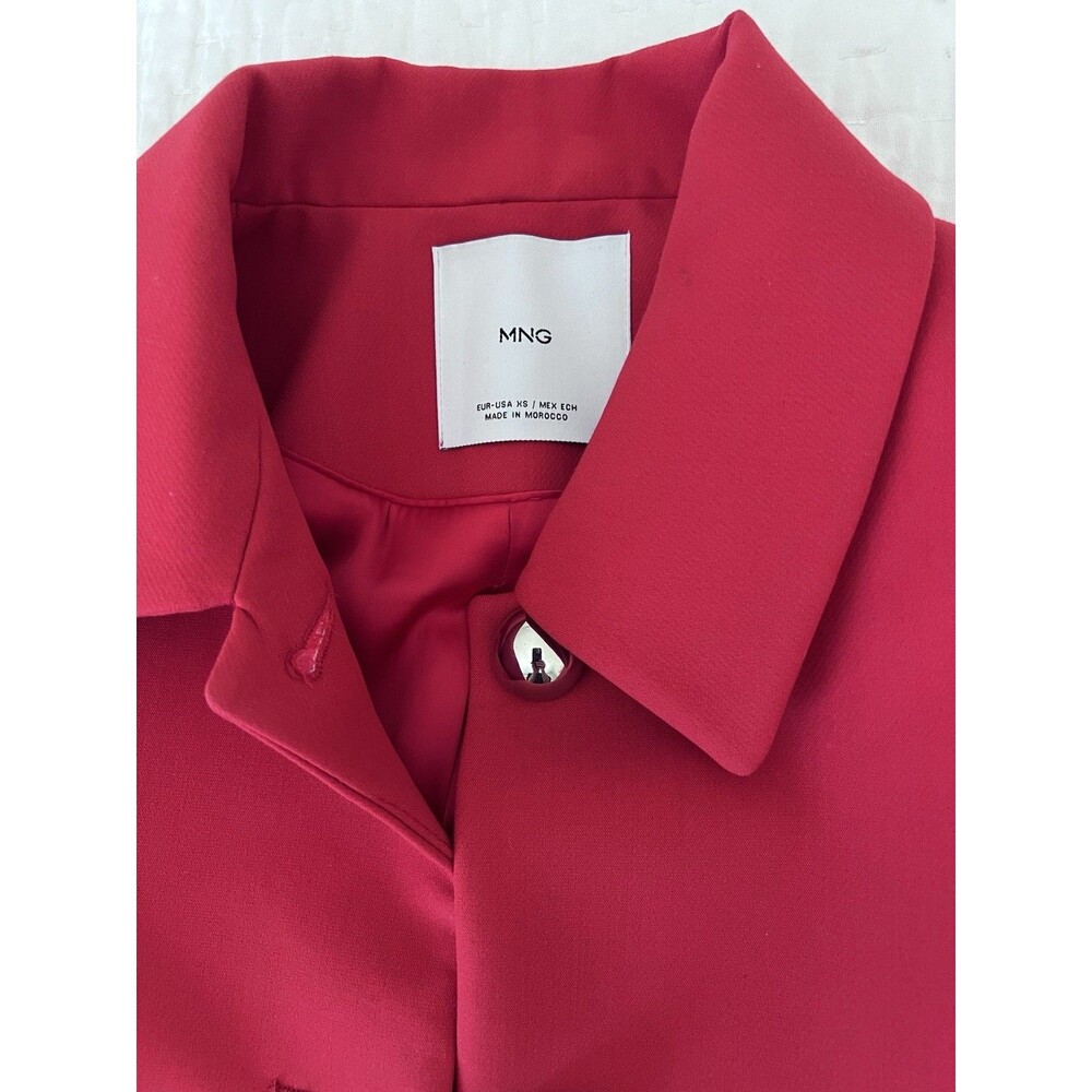 Mango Button Cropped Jacket Red Size XS EUC - Picture 9 of 9